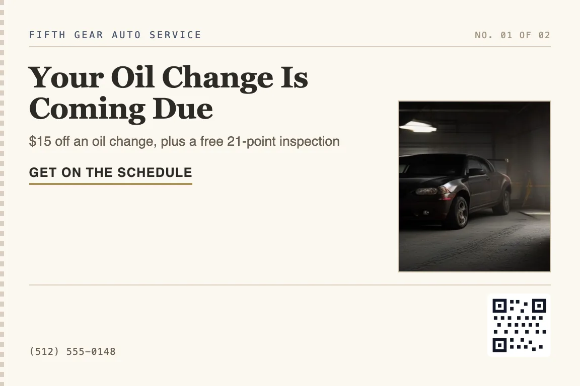 auto repair postcard design variation