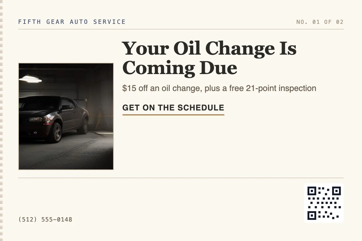auto repair postcard design variation