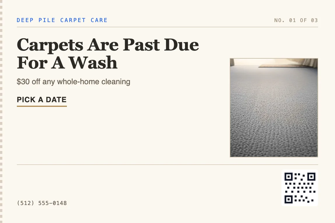 carpet cleaning postcard design variation