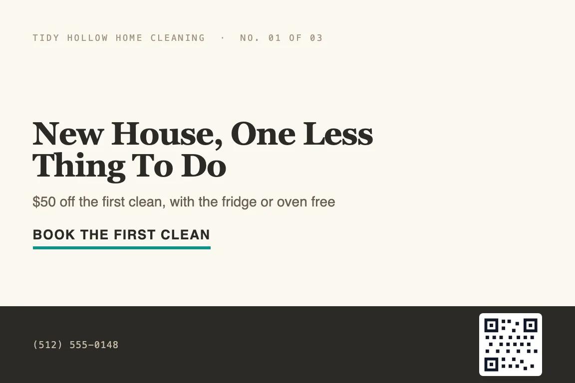 cleaning services postcard design variation