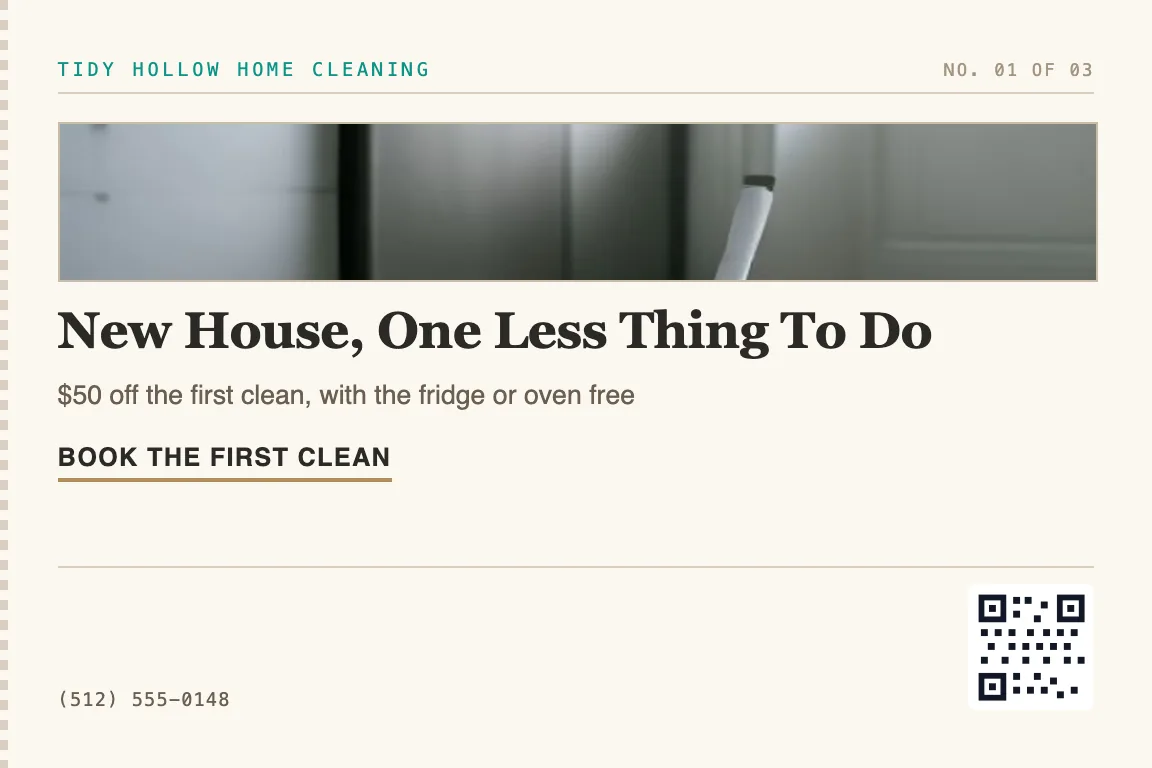 cleaning services postcard for past clients who let recurring service lapse and homes you've cleaned just once