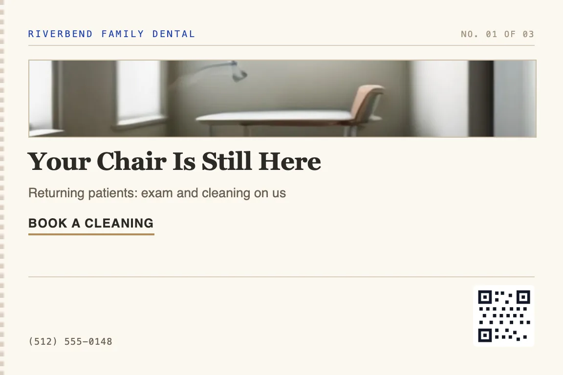 Dental reactivation postcard