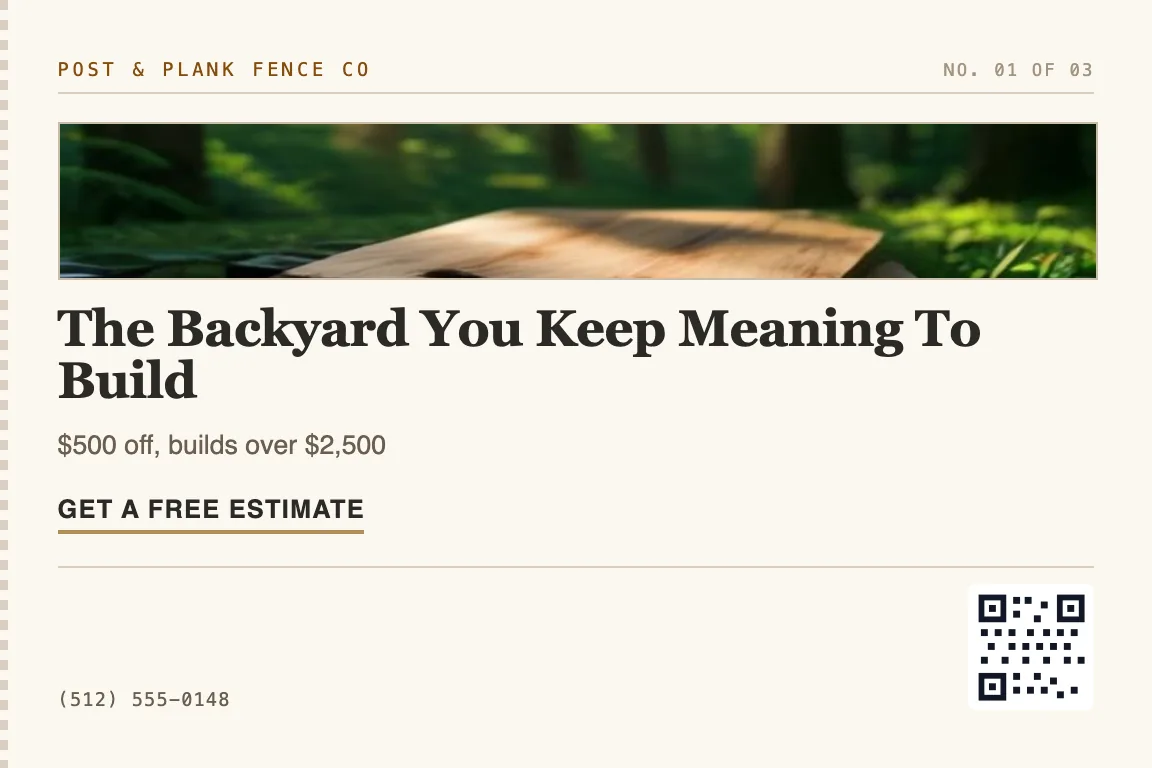 fencing & decks postcard for homeowners near your recent jobs planning a fence or deck this season