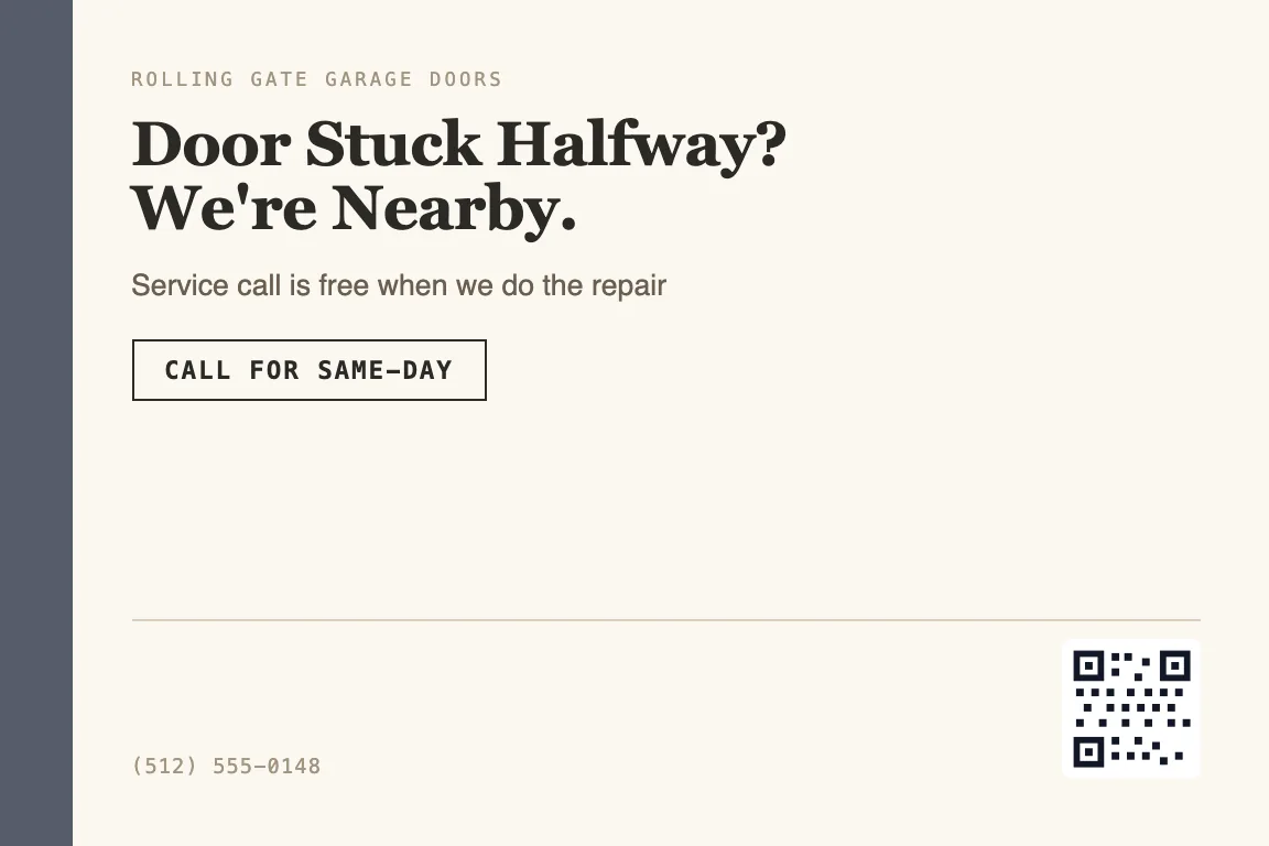 garage door postcard design variation