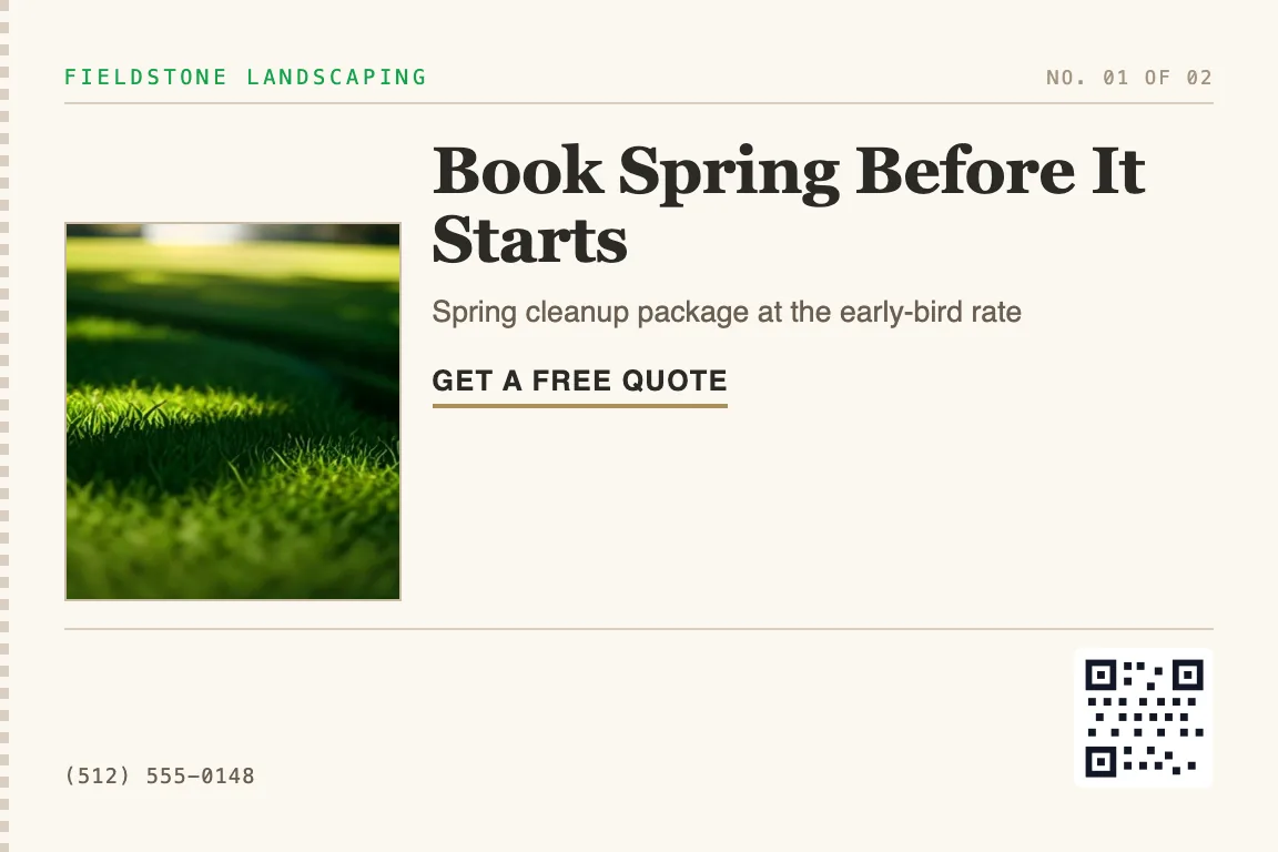 landscaping postcard design variation