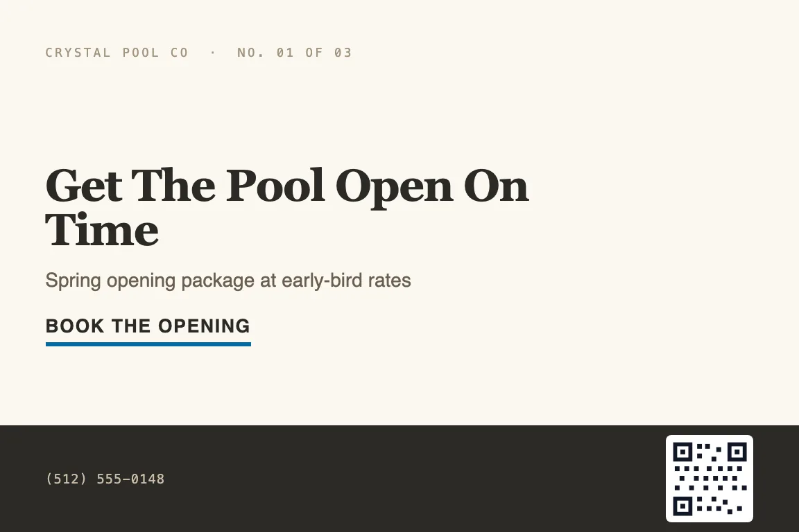 pool services postcard design variation