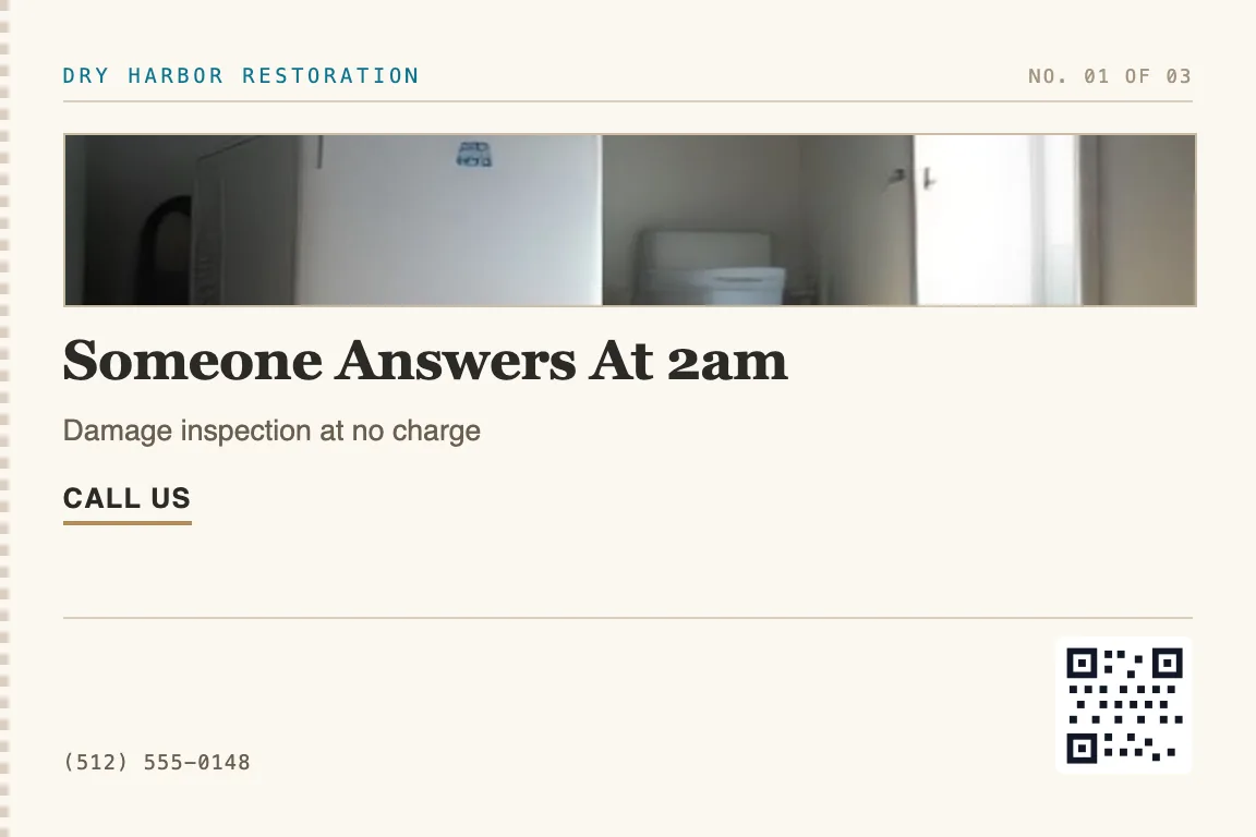restoration postcard for plumbers, insurance agents, and property managers who refer water and fire damage jobs — plus homeowners in flood- and freeze-prone neighborhoods