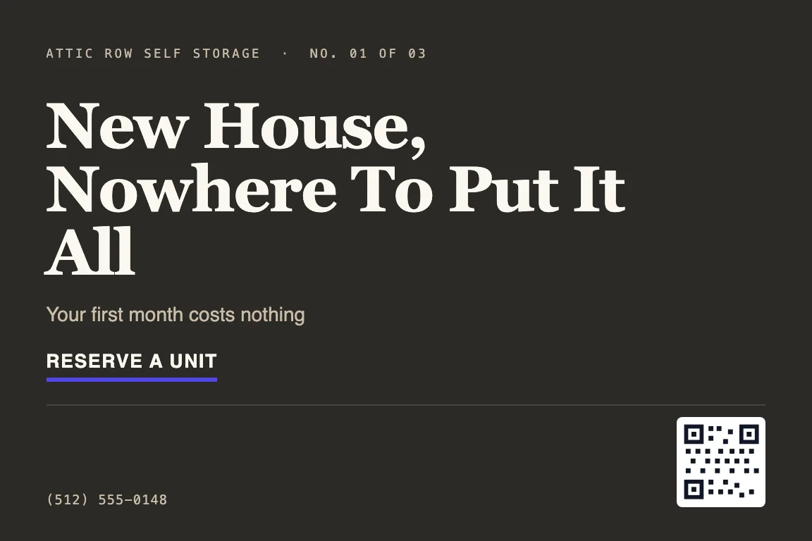 self storage postcard design variation