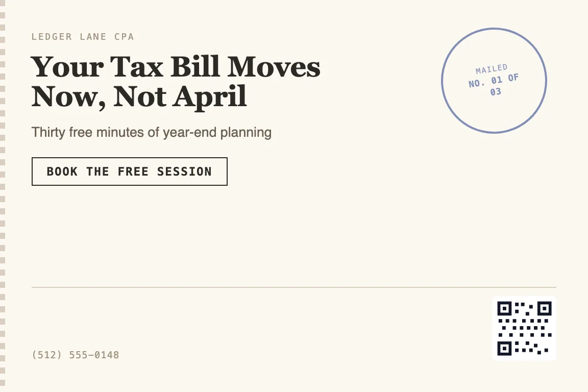 tax & accounting postcard design variation