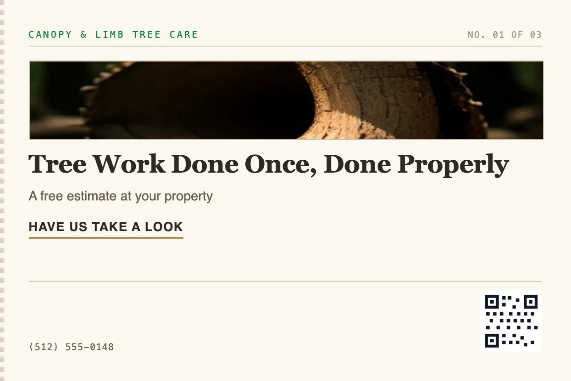 tree service postcard for homeowners with trees due for a trim