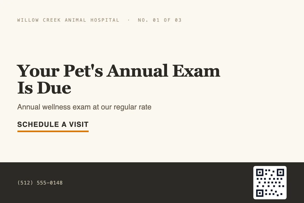 veterinary postcard design variation