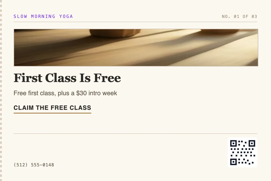 yoga studios postcard for members who stopped showing up to class